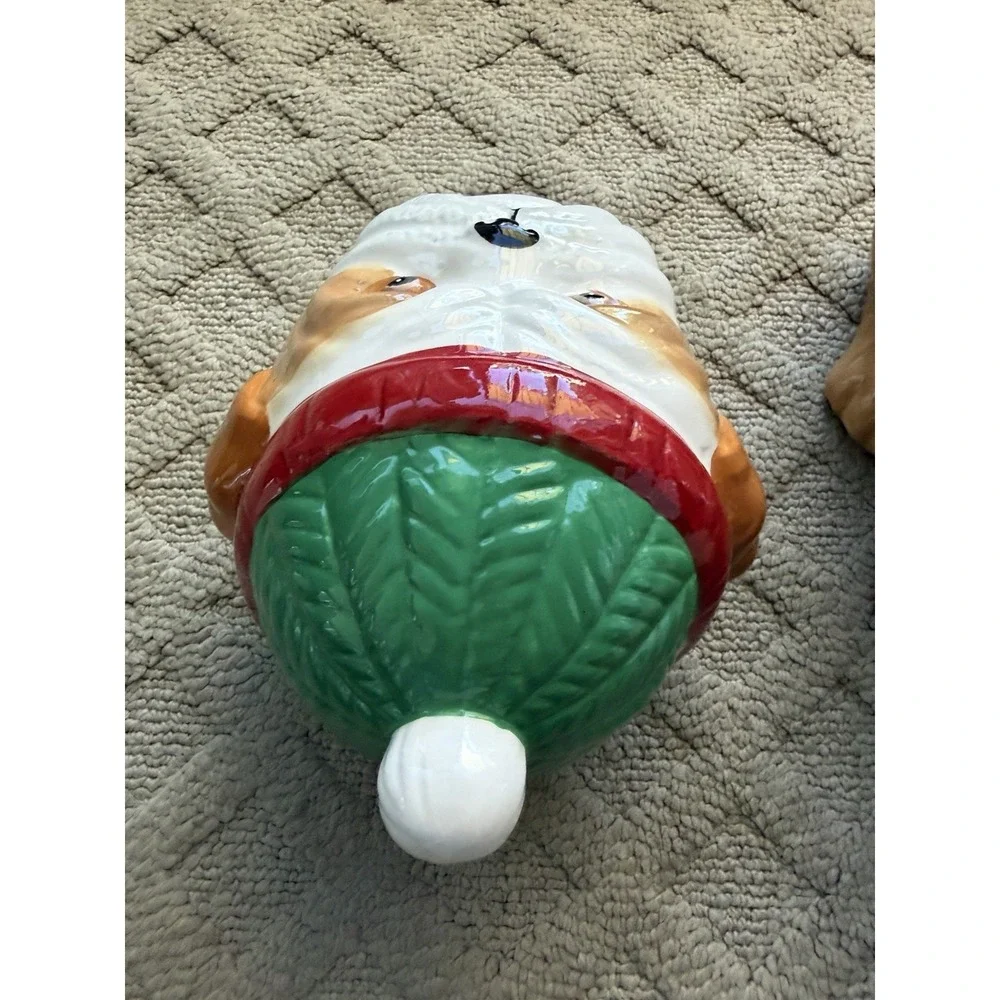 SLEIGHBELL BISTRO Christmas Santa Pug Bulldog Ceramic Cookie Jar